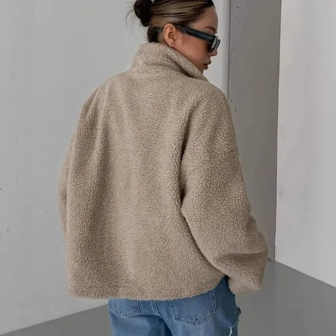 Dam Överdimensionerad Sherpa Fleecejacka | Mysig Och Chic