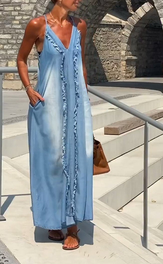 Orelia | Damer Bekväm Denim Pinafore Klänning