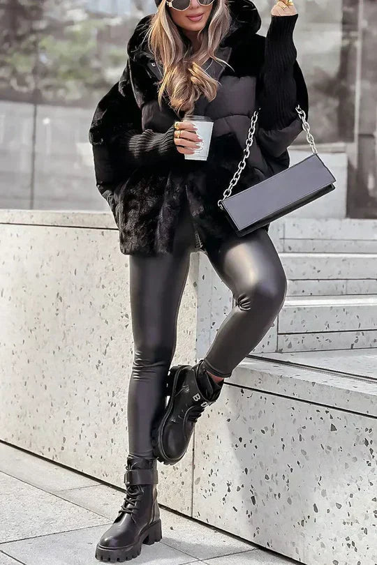 Dam Överdimensionerad Flerfärgad Vinterjacka