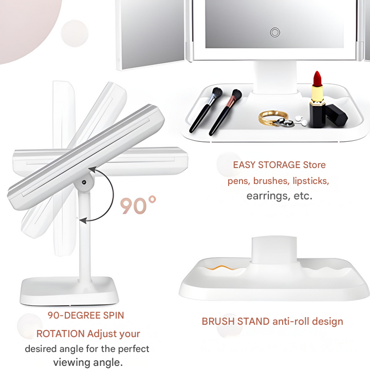 Tredubbel Belysning LED Sminkspegel