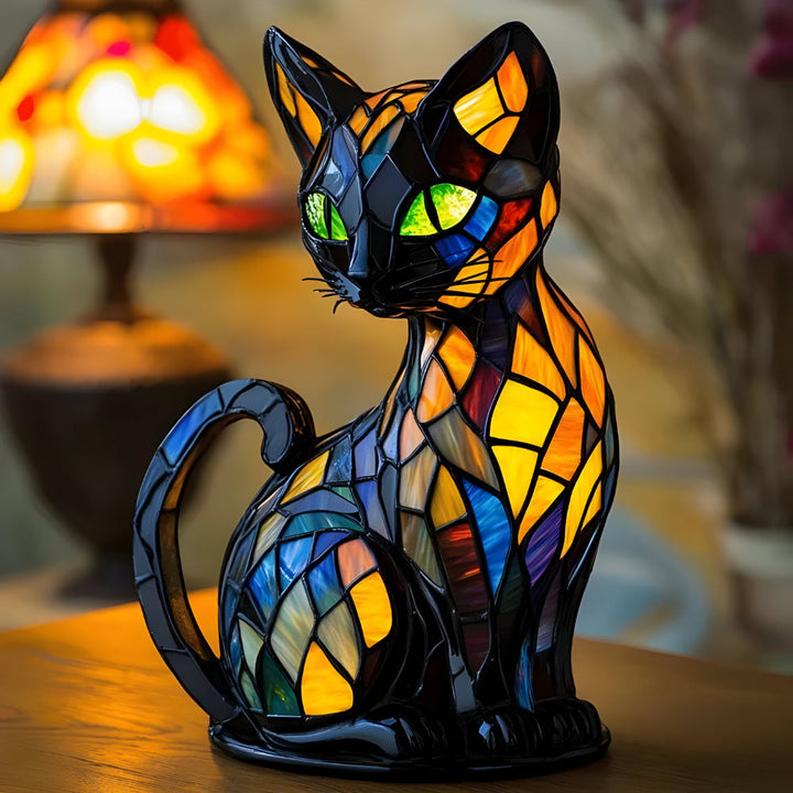 Målat-Glas Stil Heminredning Lampa | Glas Katt Bordslampa