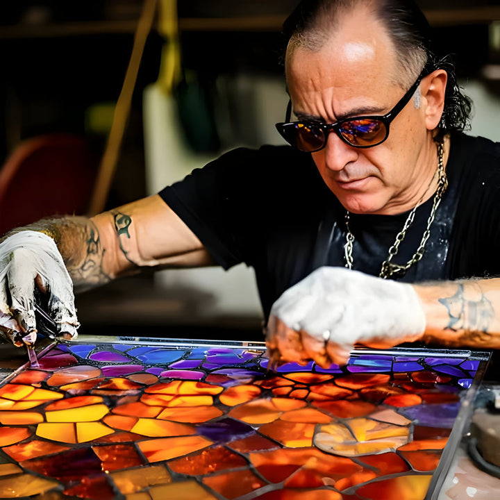 Målat-Glas Stil Heminredning Lampa | Glas Katt Bordslampa