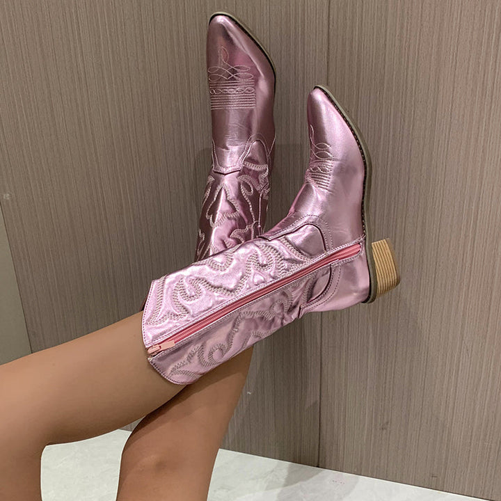 Delina | Dam Metalliska Cowboy Stövlar