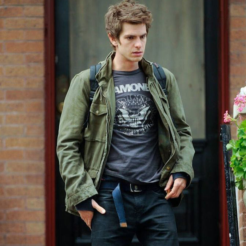 Herr Militärjacka i Vintagestil med Dold Huva