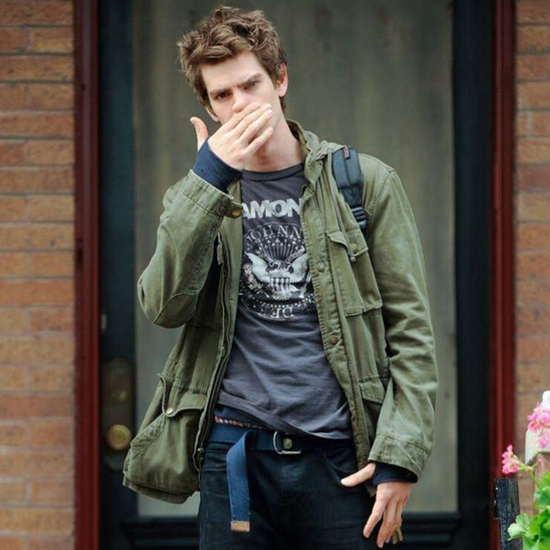 Herr Militärjacka i Vintagestil med Dold Huva