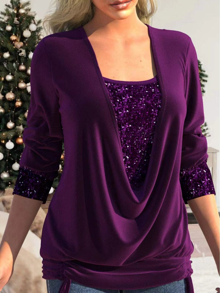 Dam Vinröd Paljettblus | Eleganta och Chic