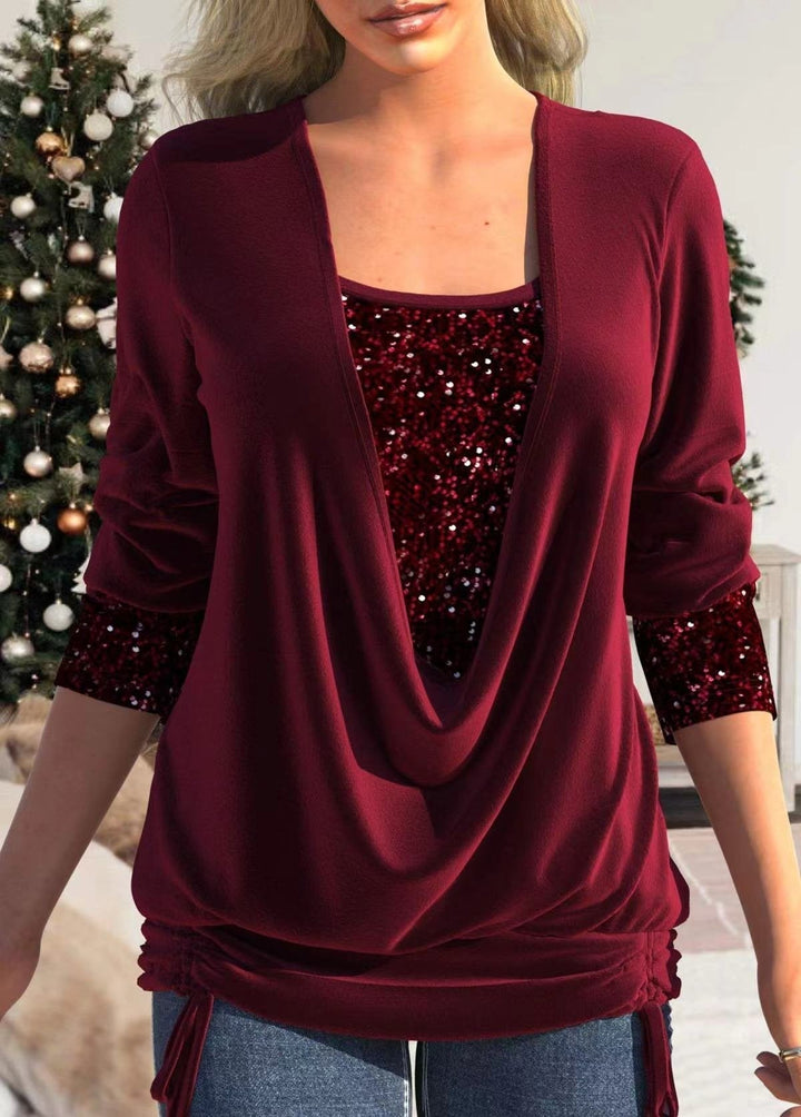 Dam Vinröd Paljettblus | Eleganta och Chic