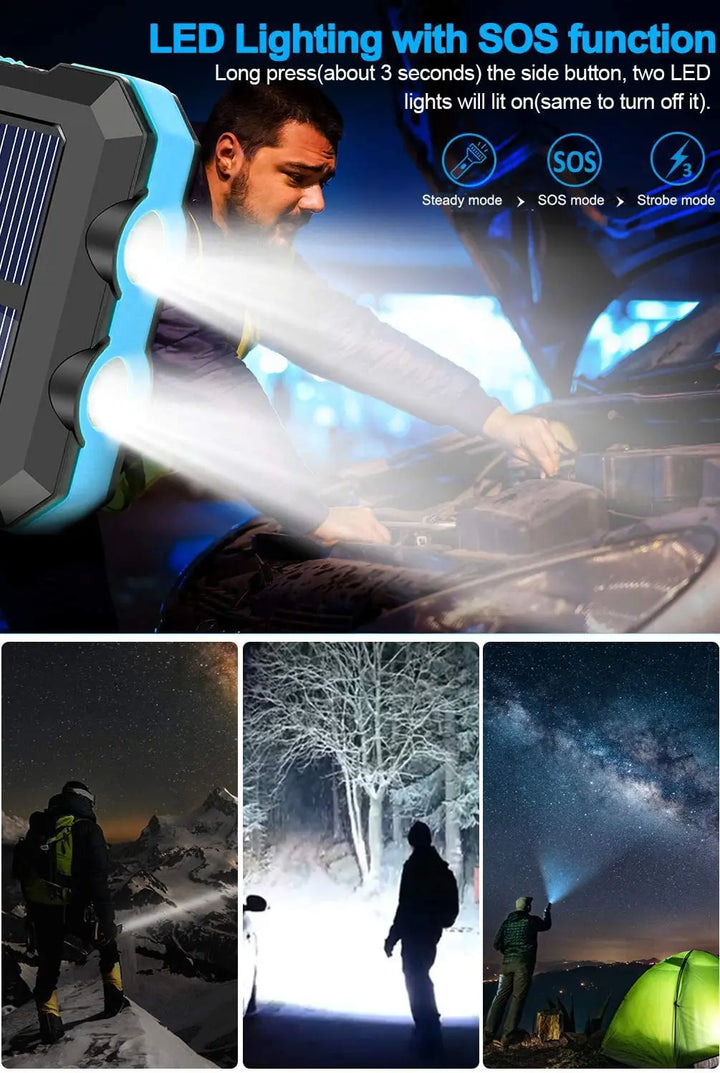 Dean | Pro Solcellsdriven Powerbank med Inbyggd Ficklampa