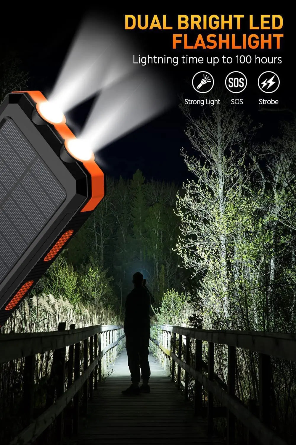 Dean | Pro Solcellsdriven Powerbank med Inbyggd Ficklampa