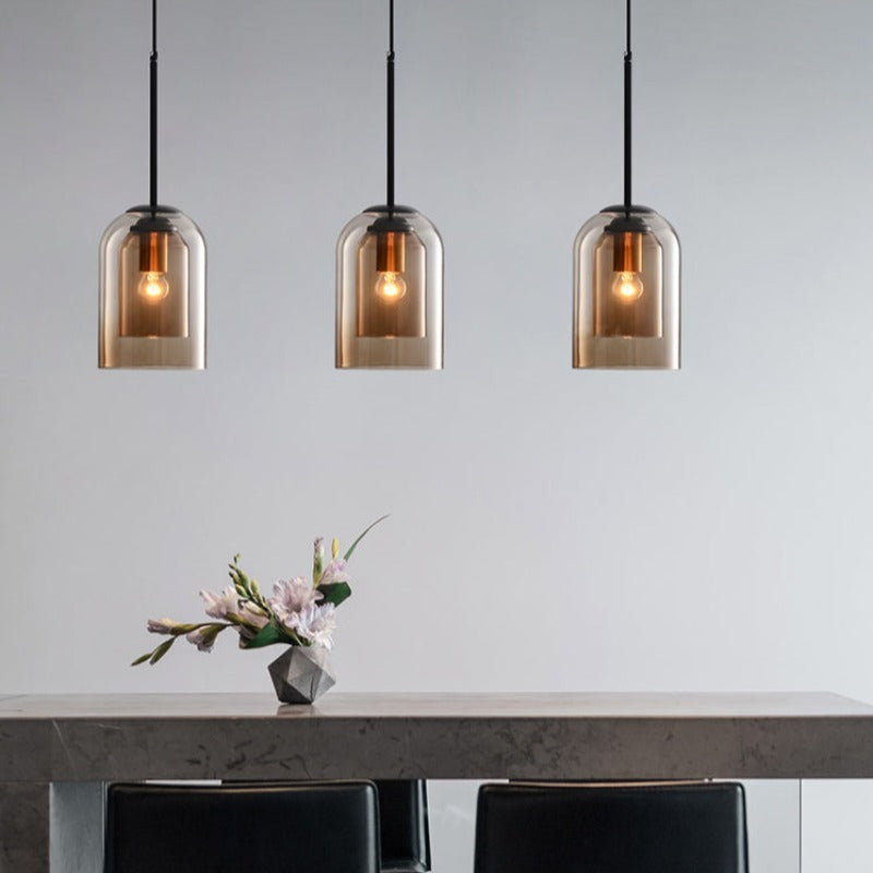 Mitt-Århundradet Hängsmycke Lampa | Dubbel Glasskärm