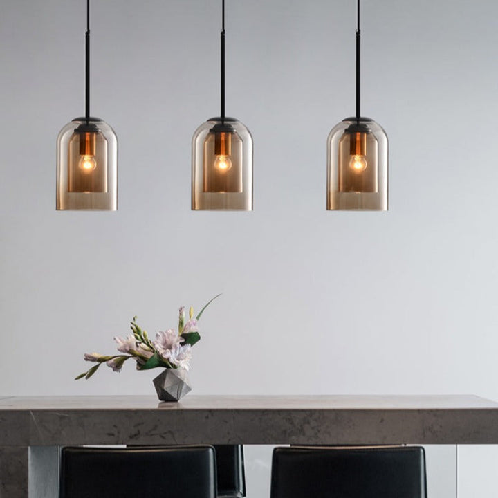 Mitt-Århundradet Hängsmycke Lampa | Dubbel Glasskärm