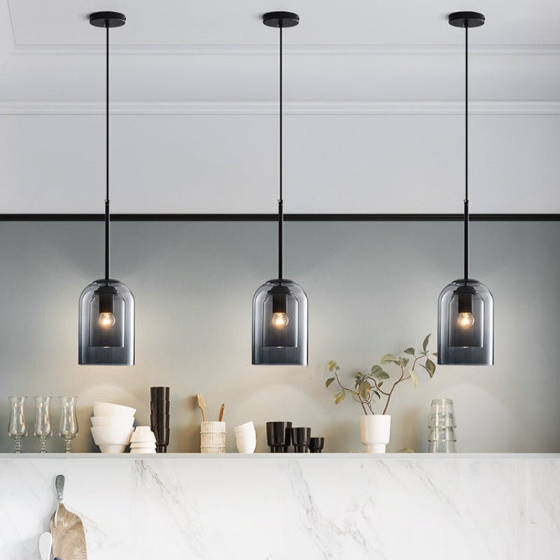 Mitt-Århundradet Hängsmycke Lampa | Dubbel Glasskärm