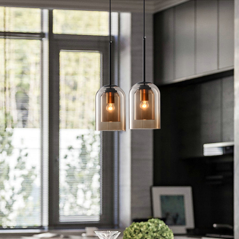 Mitt-Århundradet Hängsmycke Lampa | Dubbel Glasskärm