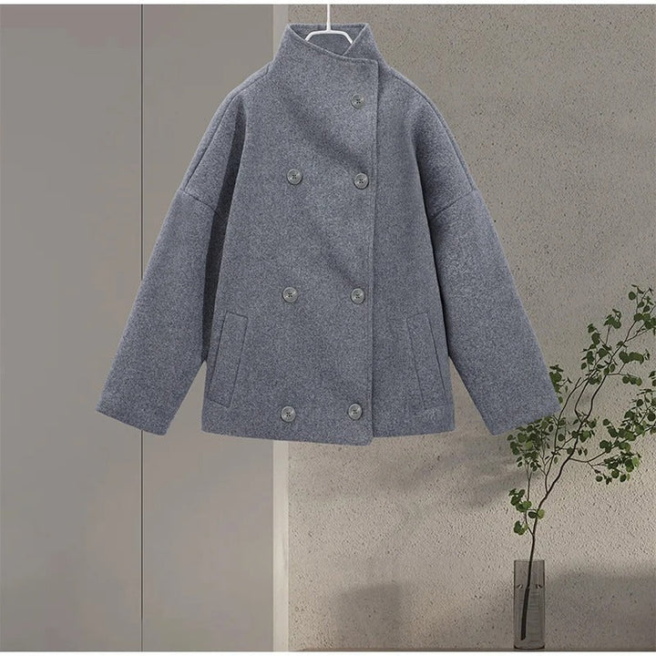 Dam Varm Lång Kappa | Hög Krage och Dubbelknäppta Knappar