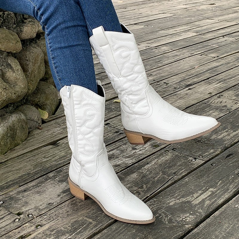 Delina | Dam Metalliska Cowboy Stövlar