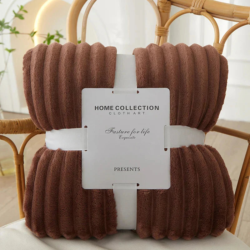 Bred Randig Flanell Fleecefilt | Ultramjuk och Varm Kasta