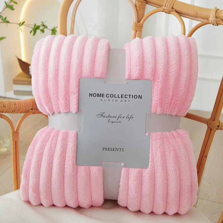 Bred Randig Flanell Fleecefilt | Ultramjuk och Varm Kasta