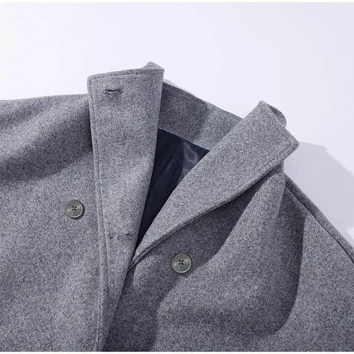 Dam Varm Lång Kappa | Hög Krage och Dubbelknäppta Knappar